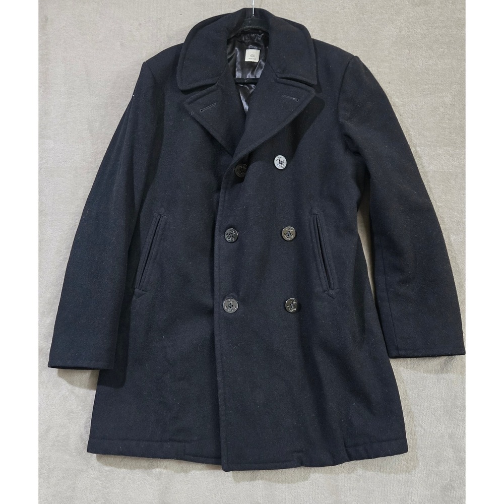 US Navy Peacoat Mens 40 XL Wool Military Nautical Anchor Button Heavyweight